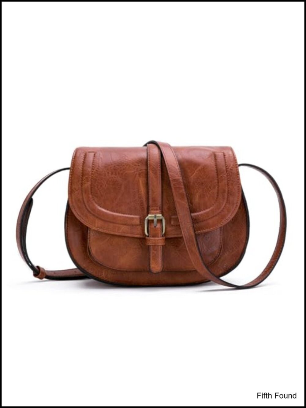 Vegan Leather Crossbody Bag Small Saddle Purse Adjustable Strap Hands-Free